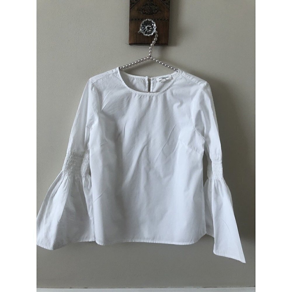 Beach Lunch Lounge Womens Size XS White Bell Sleeve Blouse Cotton